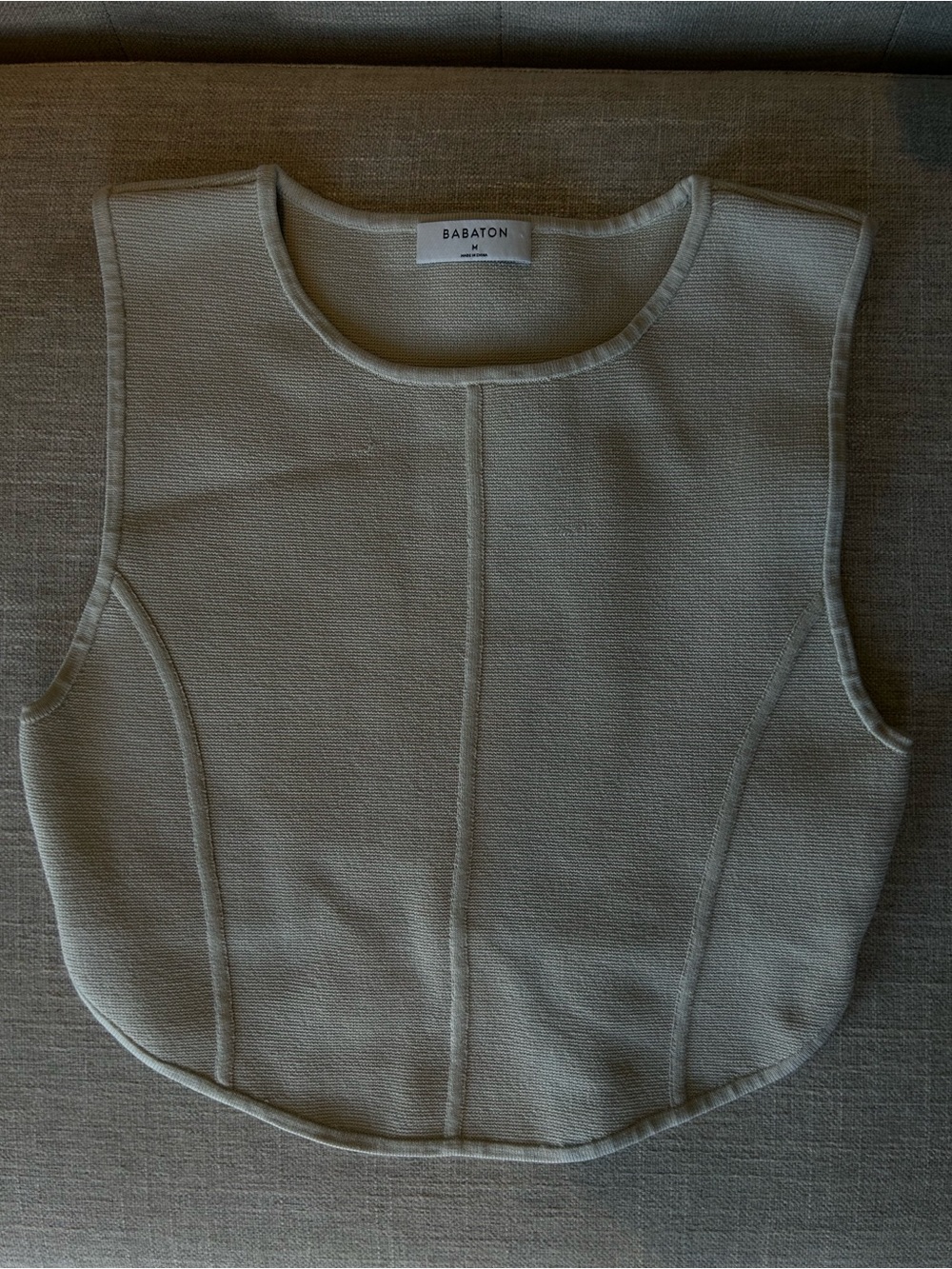 Aritzia Babaton Cream Textured Sleeveless Crop Top
